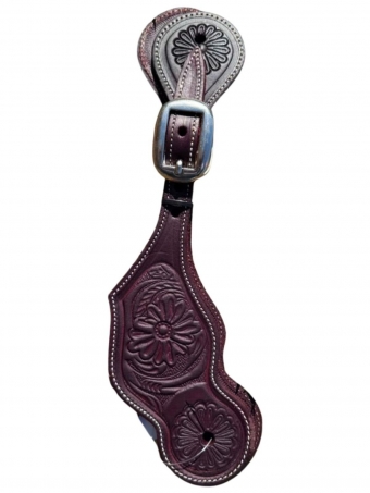 Correia de Espora Boots Horse Couro Marrom Bordada